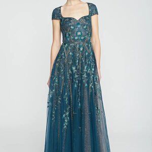 Theia Noelle Floral Embroidered Gown